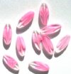 10 20x8mm Flat Oval Pink/White Givre